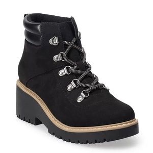 Lace up black boots